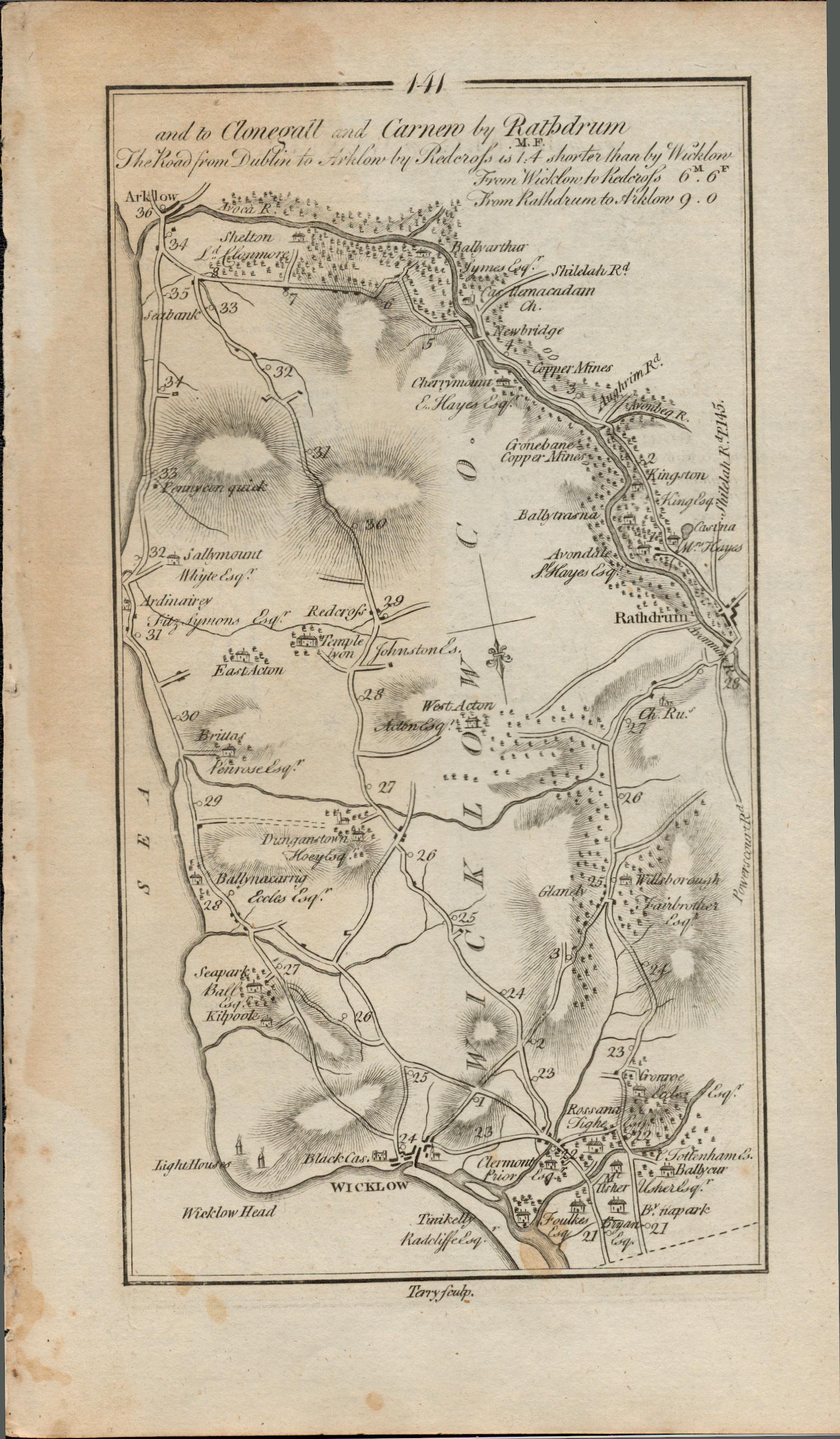 Taylor & Skinner 1777 Ireland Map Wicklow Arklow Brittas Bay Wexford Enniscorthy. - Image 2 of 2