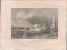 Hurst Castle Hampshire Antique 1842 Steel Engraving.