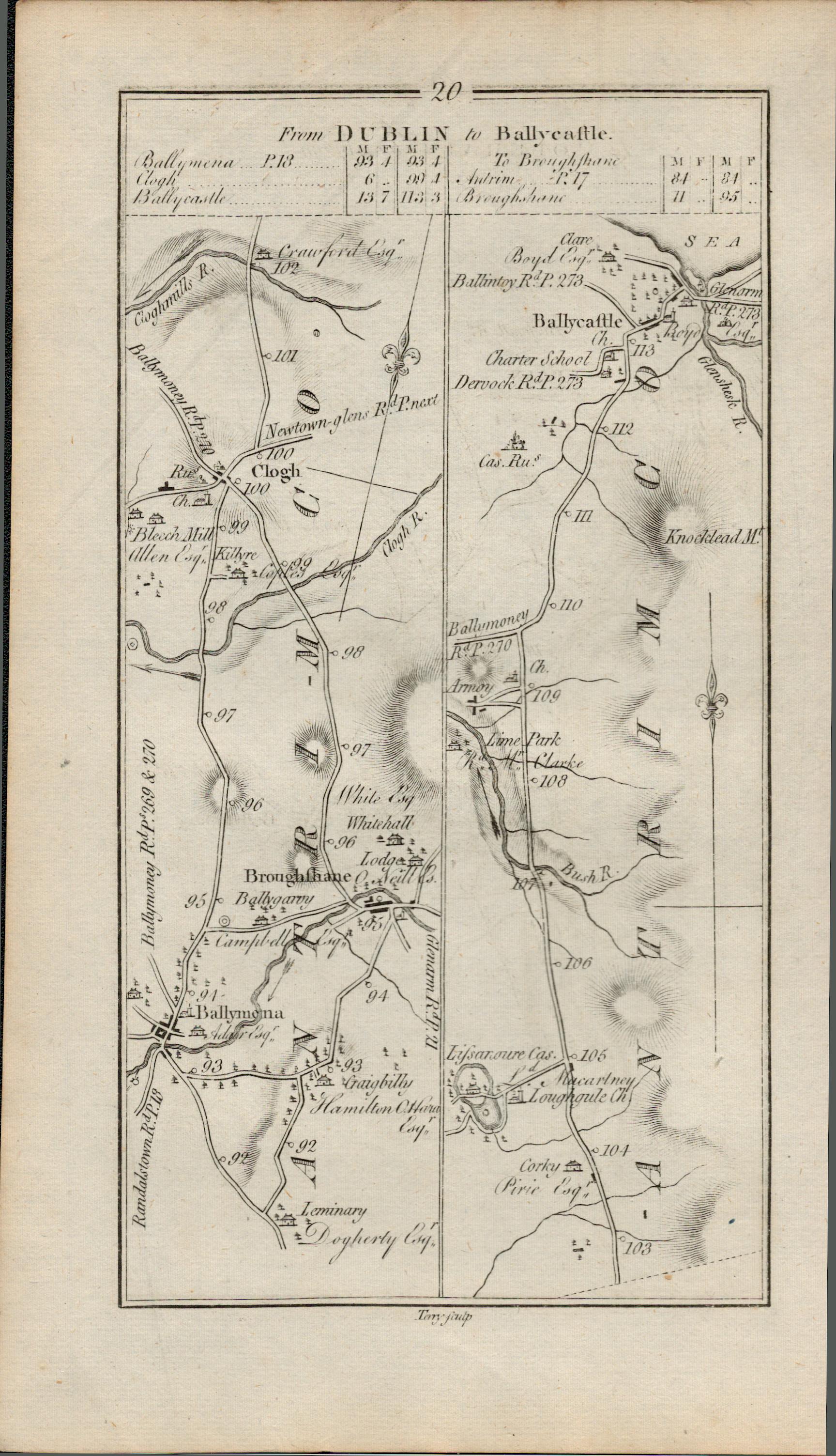 Taylor & Skinner 1777 Ireland Map Coleraine Ballymena Clough Corkey Armoy Etc.