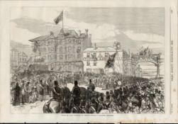 Blackpool 1871 Opening of a New Promenade & Fountain Antique Print.