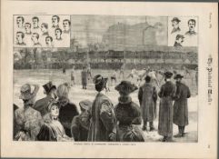 Dumbarton v Queen's Park in a Scottish Cup Quarter Final 1883 Antique Print