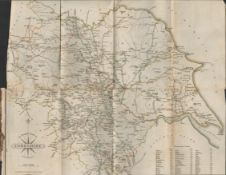 John Cary’s Large Rare 1791 Copper Plate Engraved Folding Map of Yorkshire.