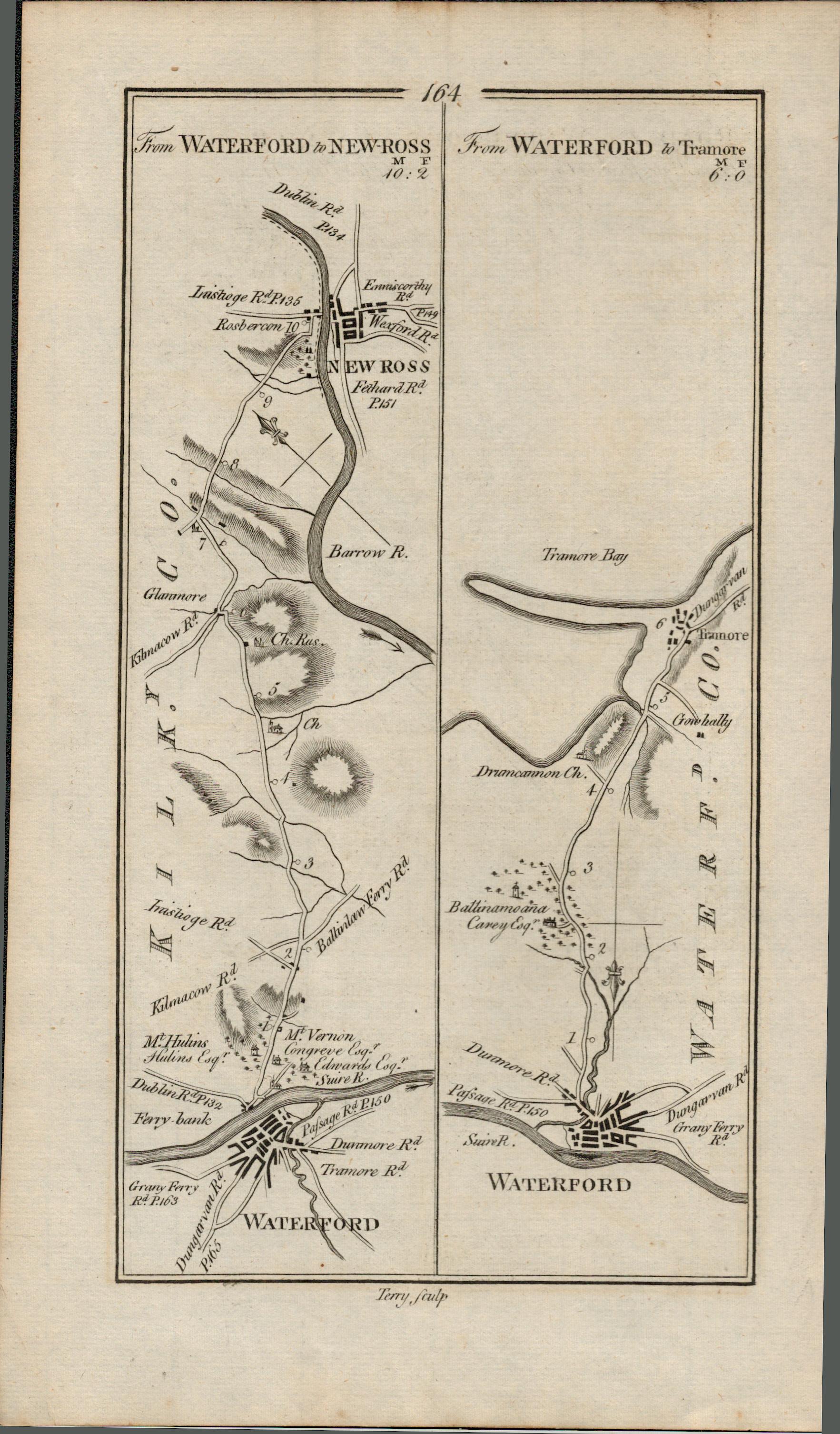 Taylor & Skinner 1777 Ireland Map Waterford Portlaw New Ross Carrick-on-Suir. - Image 2 of 2