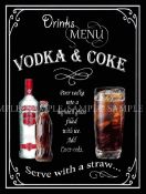 Vodka & Coke Classic Pub Drink Large Metal Wall Art.