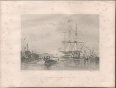 Gosport Hampshire Antique 1842 Steel Engraving.