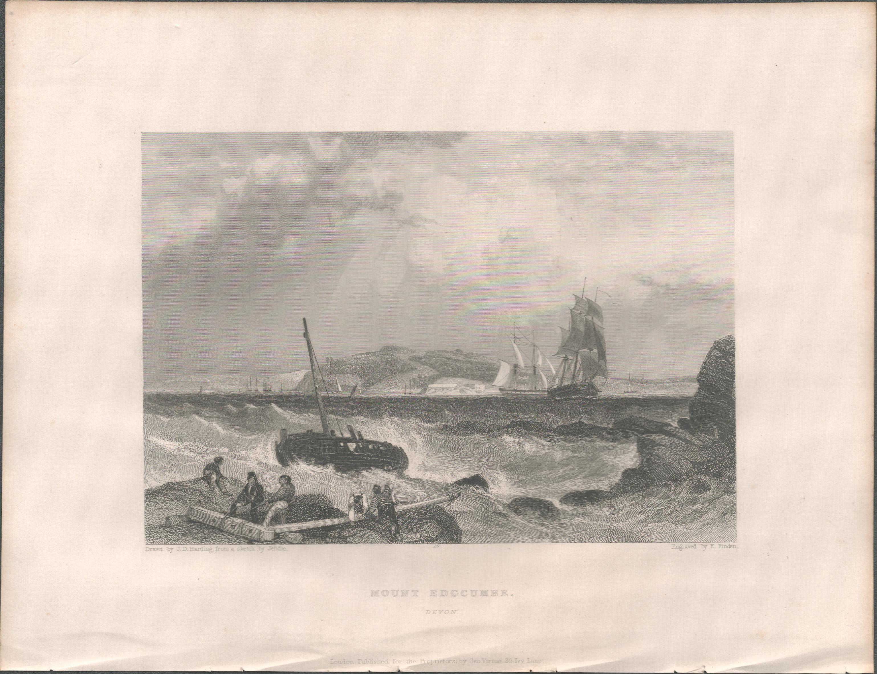 Mount Edgcumbe Devon Antique 1842 Steel Engraving.