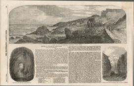 The Giants Causeway Wood Engraved 1852 Antique Print.