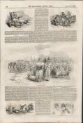 Turf Market Dublin, Beggars, Cab Drivers 1843 Antique Woodgrain Prints