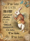 Alice In Wonderland ""The White Rabbit"" Large Designed Quote Metal Wall Art