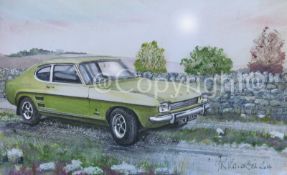 Ford Capri Mk1 On The Moors Vintage Iconic British Car Metal Wall Art