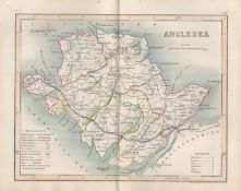 Anglesey Historic County of Wales 1850 Antique Map