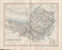 Somersetshire 1850 Antique Steel Engraved Map Thomas Dugdale.