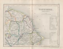 Yorkshire North Riding 1850 Antique Steel Engraved Map Thomas Dugdale