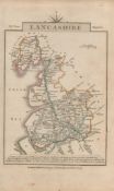 John Cary’s 1791 Antique Copper Engraved Map Lancashire & Leicestershire.