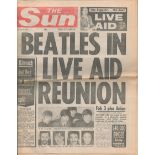 Beatles in Live Aid Reunion Rare 1985 Sun Newspaper.