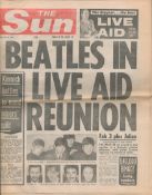 Beatles in Live Aid Reunion Rare 1985 Sun Newspaper.