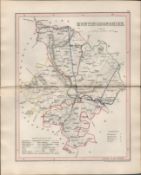 Huntingdonshire 1850 Antique Steel Engraved Map Thomas Dugdale.