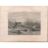 Bamborough Castle Antique 1842 Steel Engraving 2