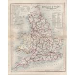 England & Wales Railroads & Canals 1850 Antique Steel Engraved Map