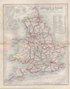 England & Wales Railroads & Canals 1850 Antique Steel Engraved Map