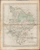 Huntingdonshire John Cary’s 1787 Antique Hand Coloured Map.