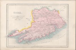 Antique Print 1850’s Map of Cork Coloured.