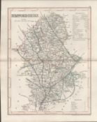 Staffordshire 1850 Antique Steel Engraved Map Thomas Dugdale.