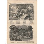 Killarney The Rapids Old Weir Bridge 1849 Antique Woodgrain Print