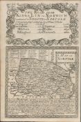 Britannia Depicta E Bowen Rare c1730 Map Norfolk Norwich Kings Lynn Yarmouth.