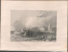 St Nicholas Church Liverpool Antique 1842 Steel Engraving.