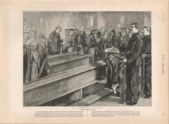 The Fatherless In Church Funeral 1888 Antique Print