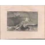 Dunstanborough Antique 1842 Steel Engraving.