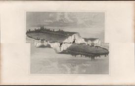 White Cliffs of Dover 1850 Antique Steel Engraved Illustration.