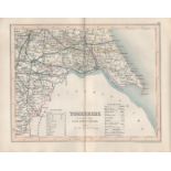 Yorkshire East & West Riding 1850 Antique Steel Engraved Map