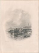 Yarmouth Antique 1842 Steel Engraving.
