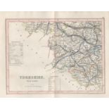 Yorkshire West Riding 1850 Antique Steel Engraved Map Thomas Dugdale