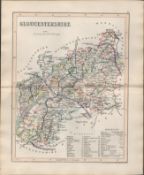 Gloucestershire 1850 Antique Steel Engraved Map Thomas Dugdale.