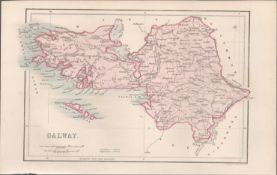 Antique Engraving 1850’s Colour Map Galway