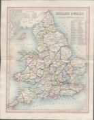 England & Wales Complete Counties 1850 Antique Steel Engraved Map.