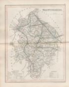 Warwickshire 1850 Antique Steel Engraved Map Thomas Dugdale.