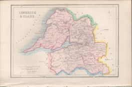 Antique Print 1850’s Map Limerick & Clare.