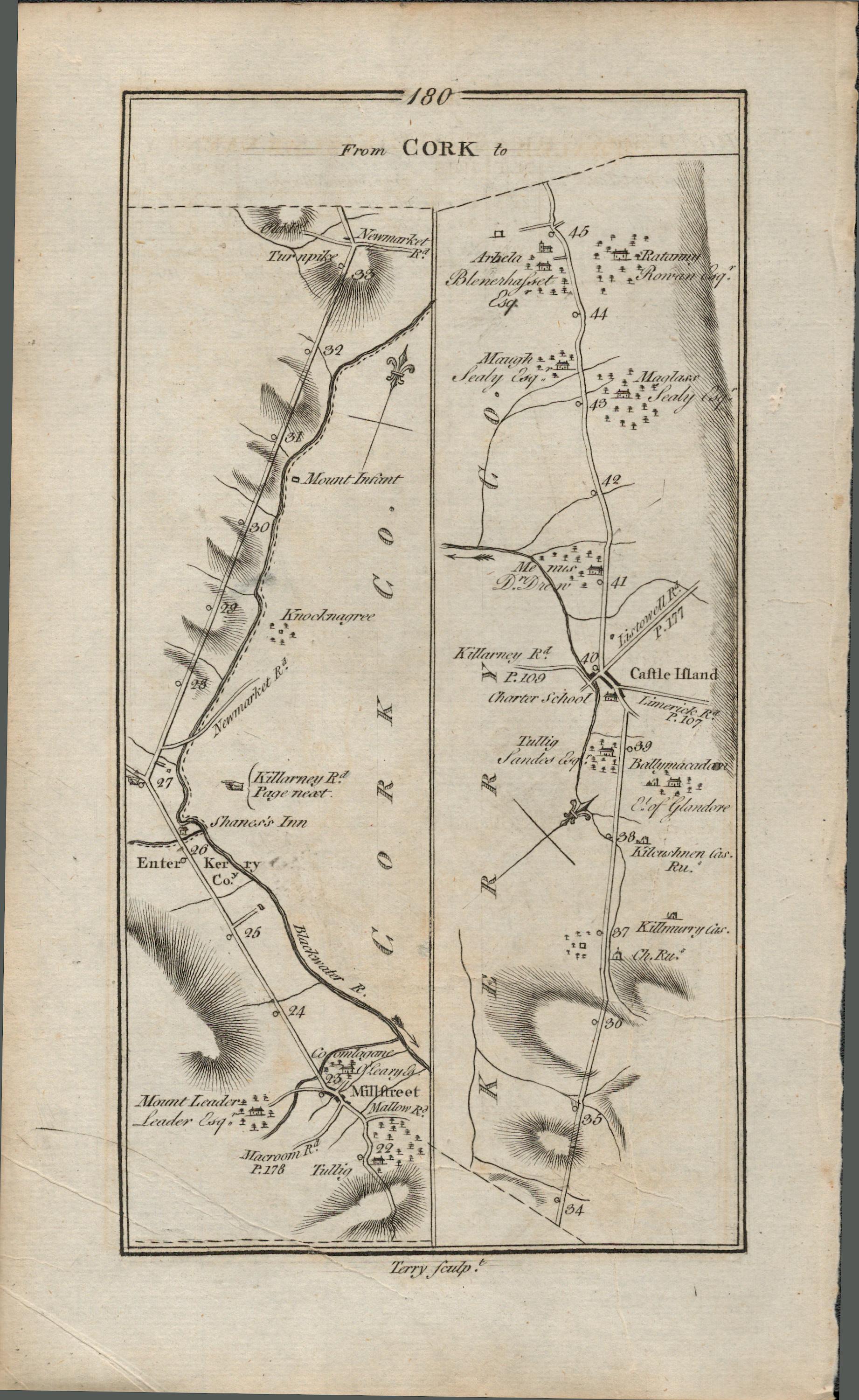 aylor & Skinner 1777 Ireland Map Killarney Cork Blarney Millstreet Co Kerry. - Image 2 of 2