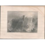 Peterhead Slaines Castle Antique 1842 Steel Engraving.