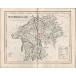 Westmorland 1850 Antique Steel Engraved Map Thomas Dugdale.