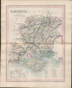 Hampshire 1850 Antique Steel Engraved Map Thomas Dugdale.