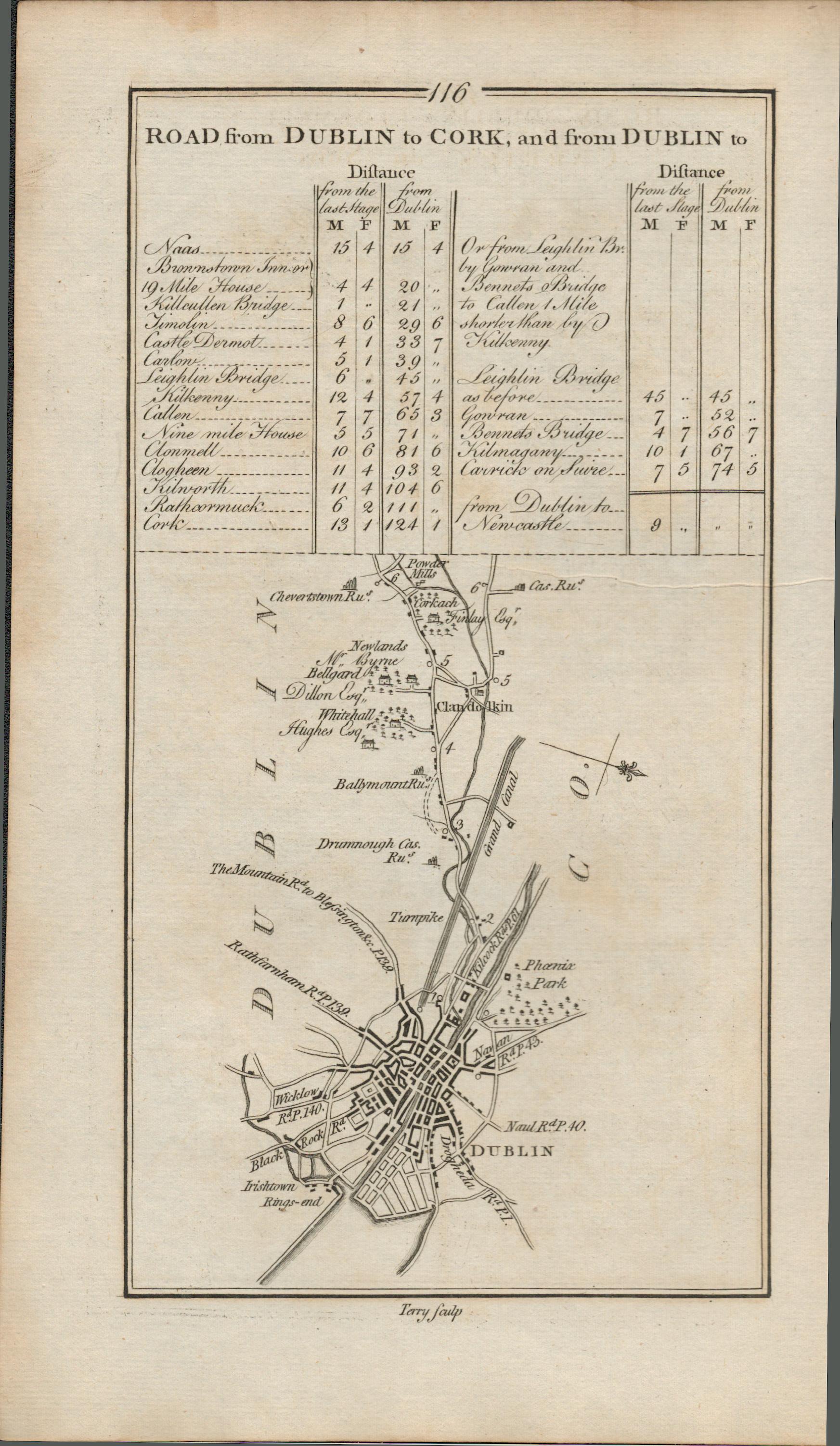 Taylor & Skinner 1777 Road Map Clonmel Dublin Clondalkin Newlands Tipperary This Unique Irish Roa... - Image 2 of 2