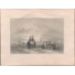 Mersey at Liverpool Antique 1842 Steel Engraving.