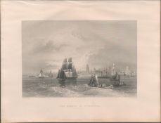 Mersey at Liverpool Antique 1842 Steel Engraving.