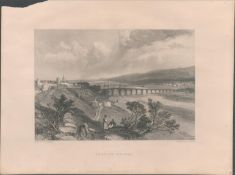 Berwick Bridge Antique 1842 Steel Engraving.