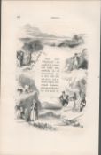 Antique Page Print 1850’s Irish Highlands Of Galway.